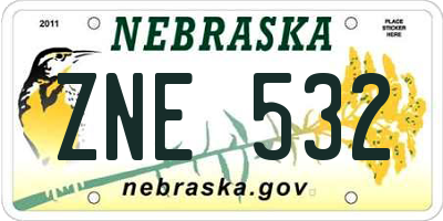 NE license plate ZNE532