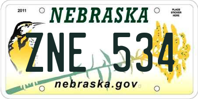 NE license plate ZNE534
