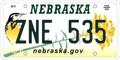 NE license plate ZNE535