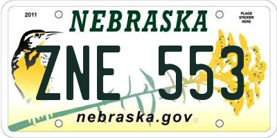 NE license plate ZNE553