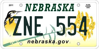 NE license plate ZNE554
