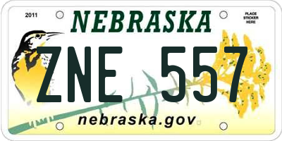 NE license plate ZNE557