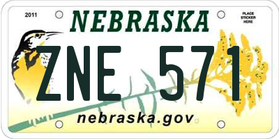 NE license plate ZNE571