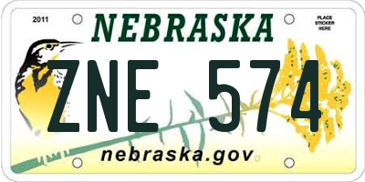 NE license plate ZNE574