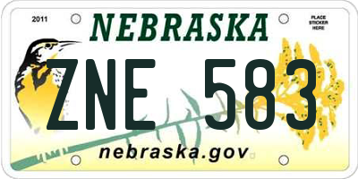 NE license plate ZNE583