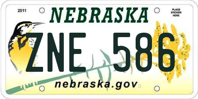 NE license plate ZNE586