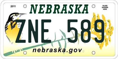 NE license plate ZNE589
