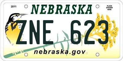 NE license plate ZNE623