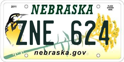 NE license plate ZNE624