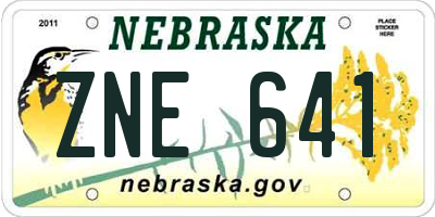 NE license plate ZNE641