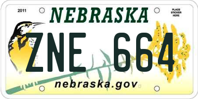 NE license plate ZNE664