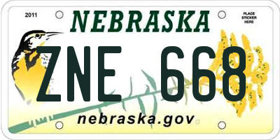 NE license plate ZNE668