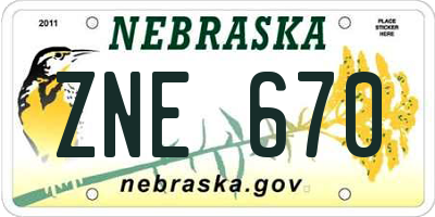 NE license plate ZNE670
