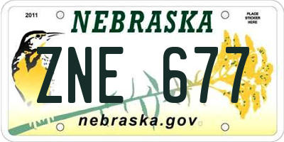 NE license plate ZNE677