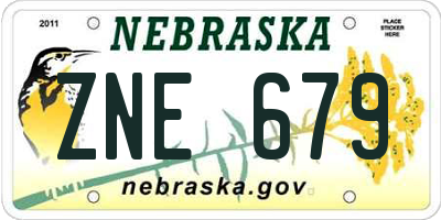 NE license plate ZNE679