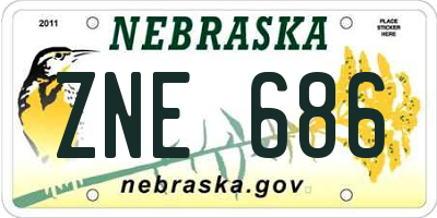 NE license plate ZNE686