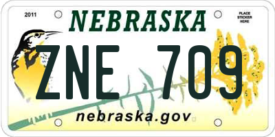 NE license plate ZNE709