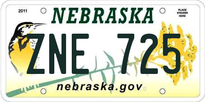 NE license plate ZNE725