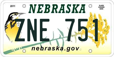 NE license plate ZNE751