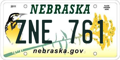 NE license plate ZNE761