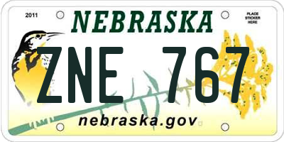 NE license plate ZNE767