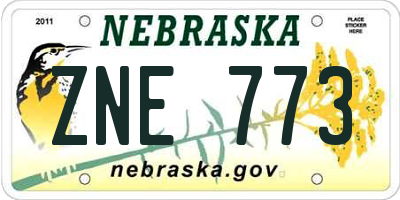 NE license plate ZNE773