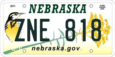 NE license plate ZNE818