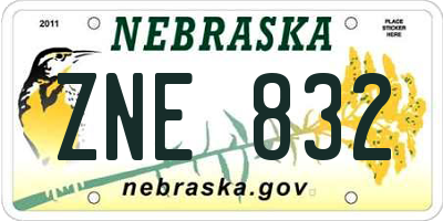 NE license plate ZNE832