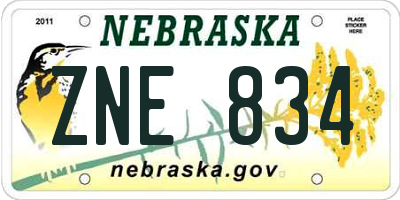 NE license plate ZNE834