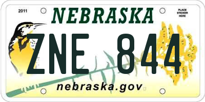 NE license plate ZNE844