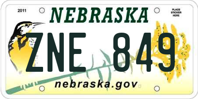 NE license plate ZNE849