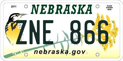 NE license plate ZNE866