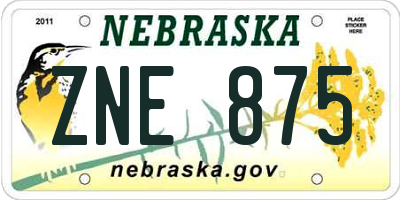 NE license plate ZNE875