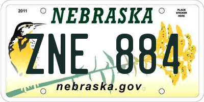 NE license plate ZNE884