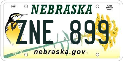 NE license plate ZNE899