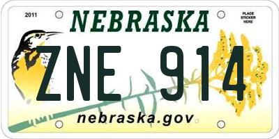 NE license plate ZNE914