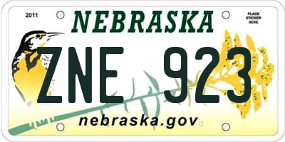 NE license plate ZNE923