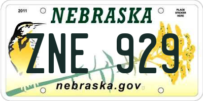 NE license plate ZNE929