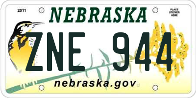 NE license plate ZNE944