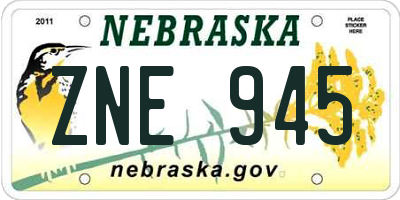 NE license plate ZNE945