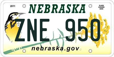 NE license plate ZNE950