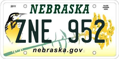 NE license plate ZNE952