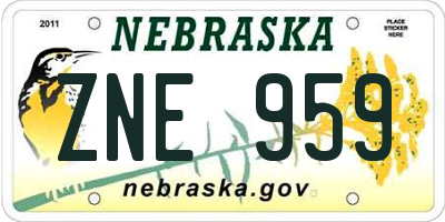 NE license plate ZNE959