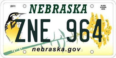 NE license plate ZNE964