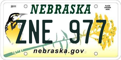 NE license plate ZNE977