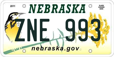 NE license plate ZNE993