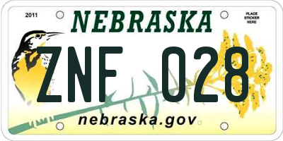 NE license plate ZNF028