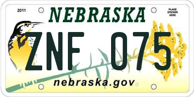 NE license plate ZNF075