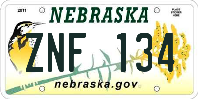 NE license plate ZNF134