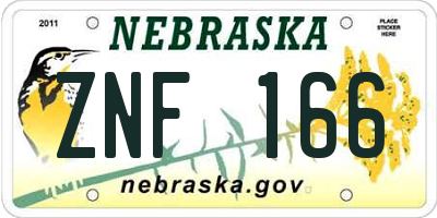 NE license plate ZNF166
